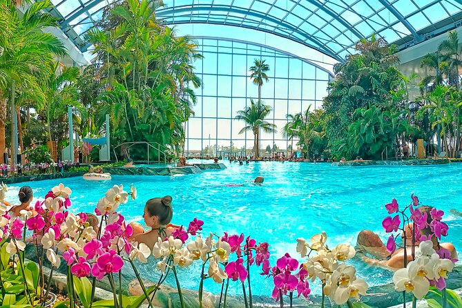 Therme Bucharest Tickets and Water Theme Park - PALM: heated pools, mineral soak, and a tropical sand-beach break
